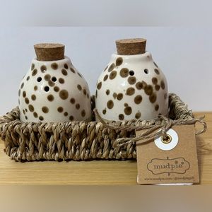 Mud Pie Ceramic Jars with Cork Lids in Cream and Brown
